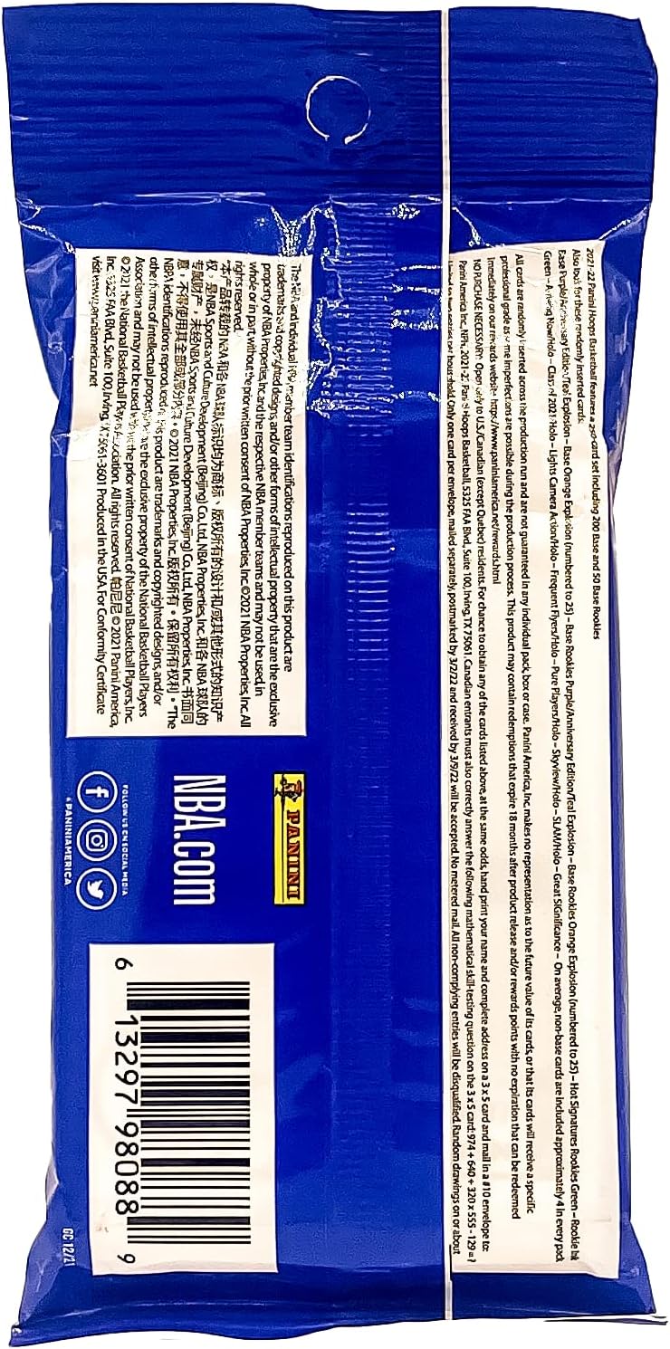 2021/22 Panini NBA Hoops Basketball Jumbo Value Pack (Teal & Orange Explosion Parallels!) 30 Cards per pack, GamesLand Canada