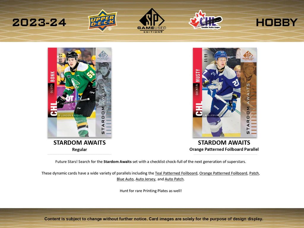 2023 - 24 Upper Deck CHL SP Game Used Hockey Hobby Box - GamesLand Canada