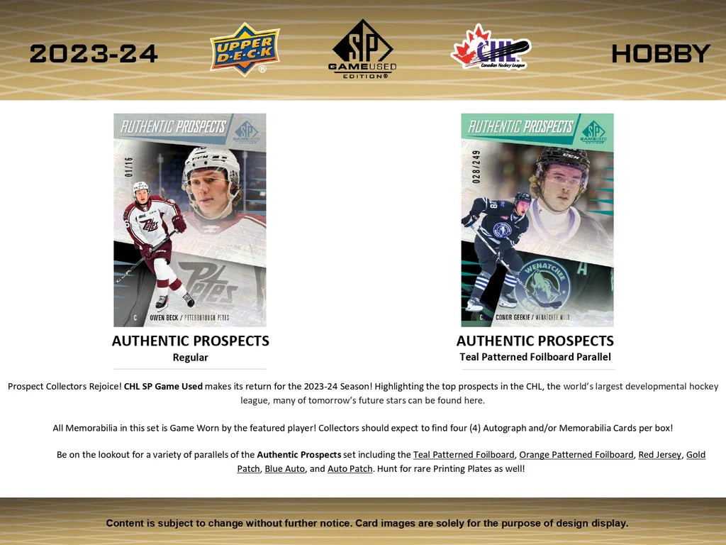 2023-24 Upper Deck CHL SP Game Used Hockey Hobby Box