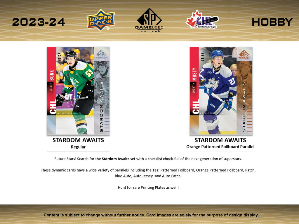 2023-24 Upper Deck CHL SP Game Used Hockey Hobby Box