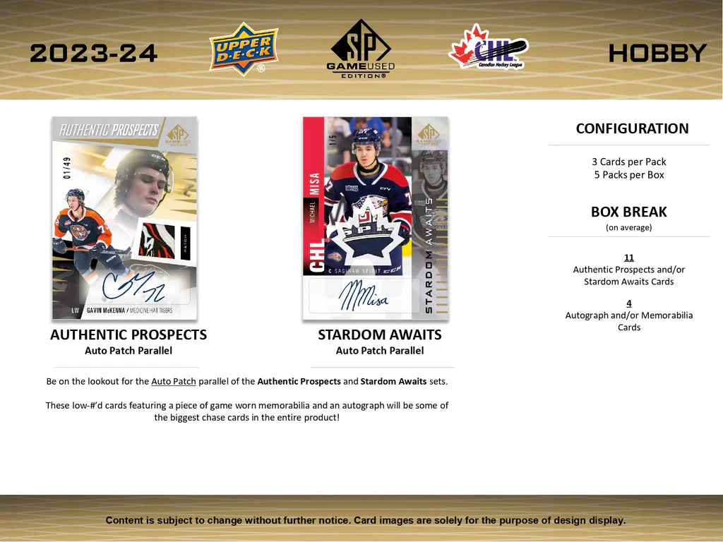 2023-24 Upper Deck CHL SP Game Used Hockey Hobby Box
