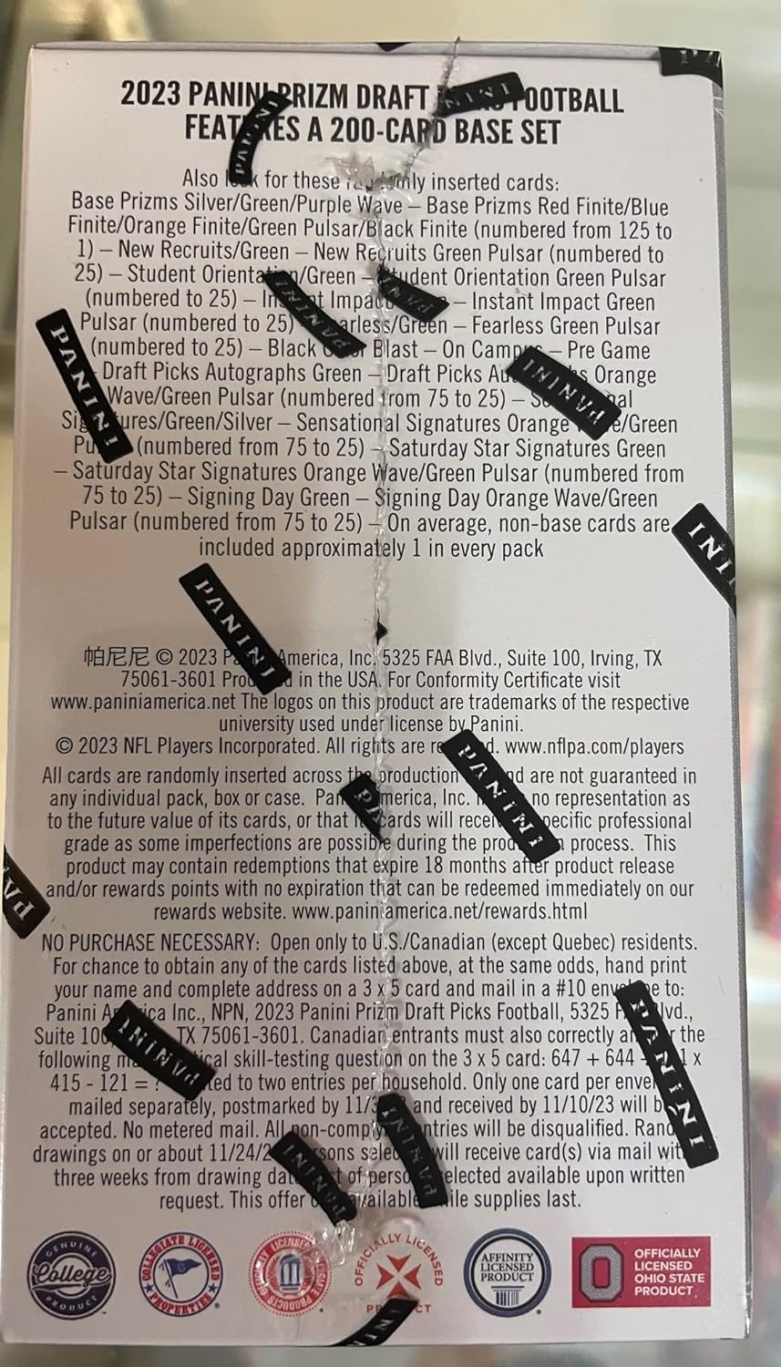 2023 Panini Prizm Draft Picks Football 6 - Pack Blaster Box (Green Pulsar Parallels!) - GamesLand Canada