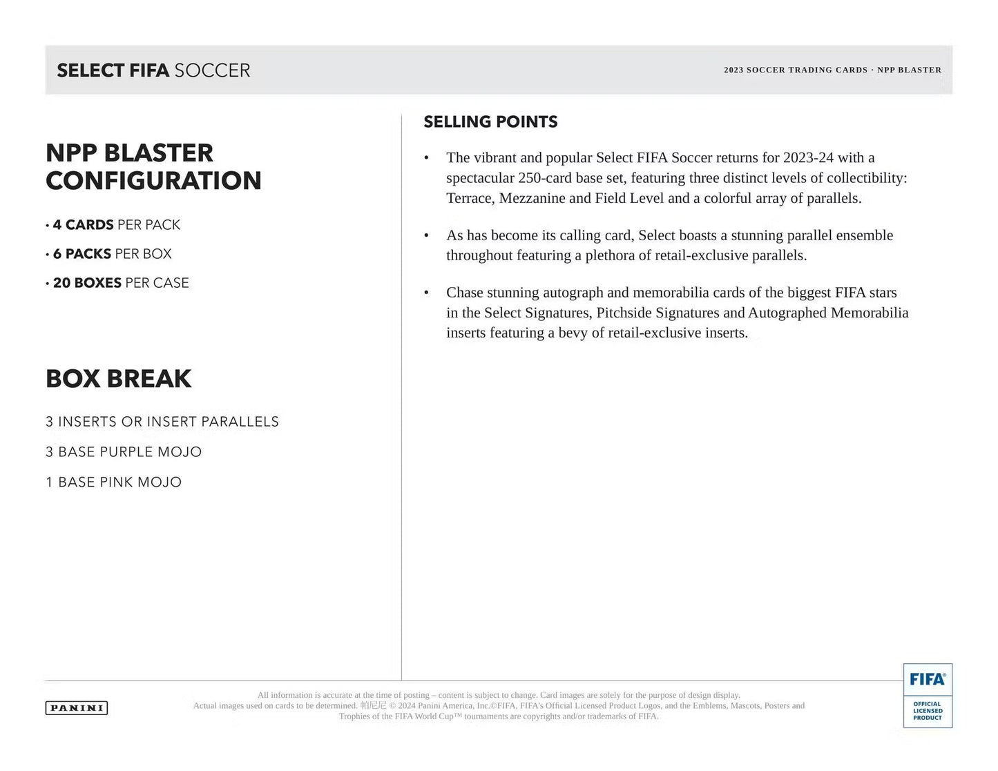 2023/24 Panini Select FIFA Soccer 6 - Pack Blaster Box - GamesLand Canada