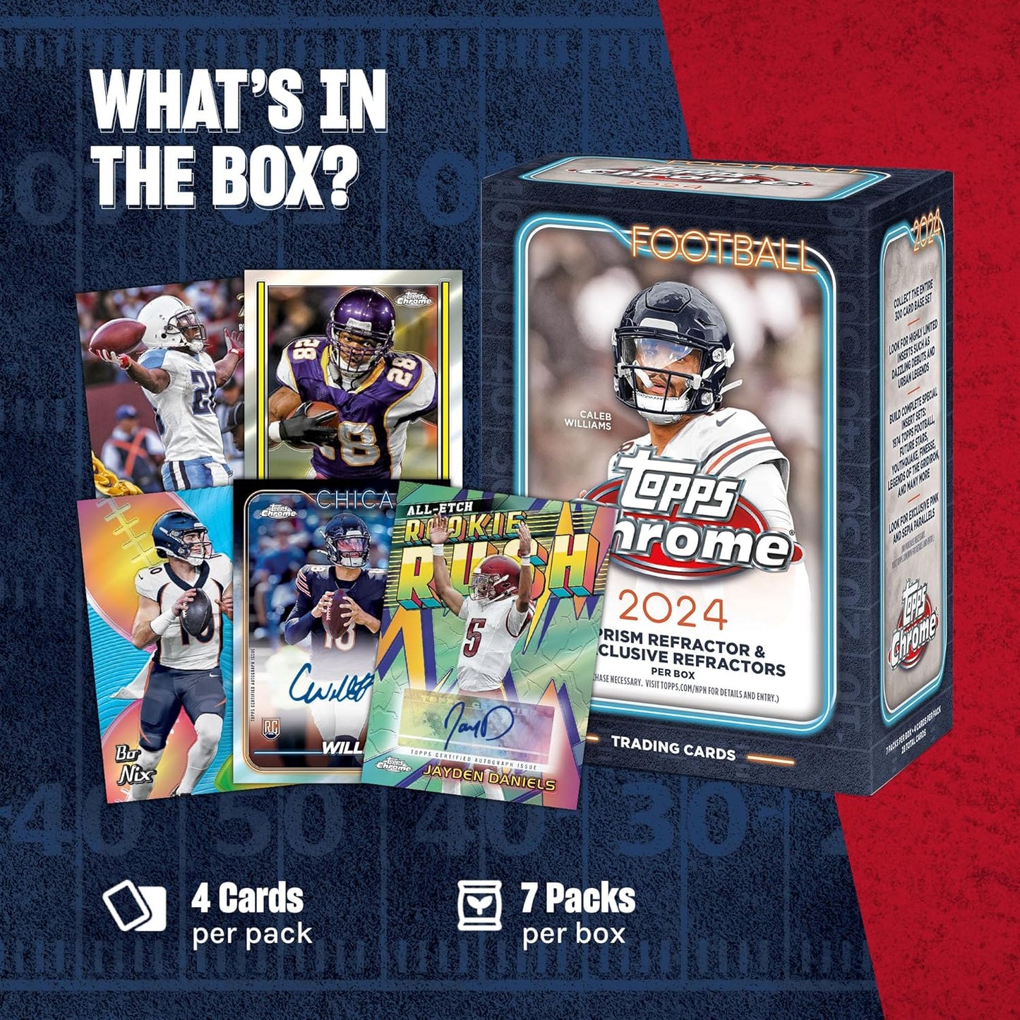 2024 Topps Chrome Football 7 - Pack Blaster Box - GamesLand Canada