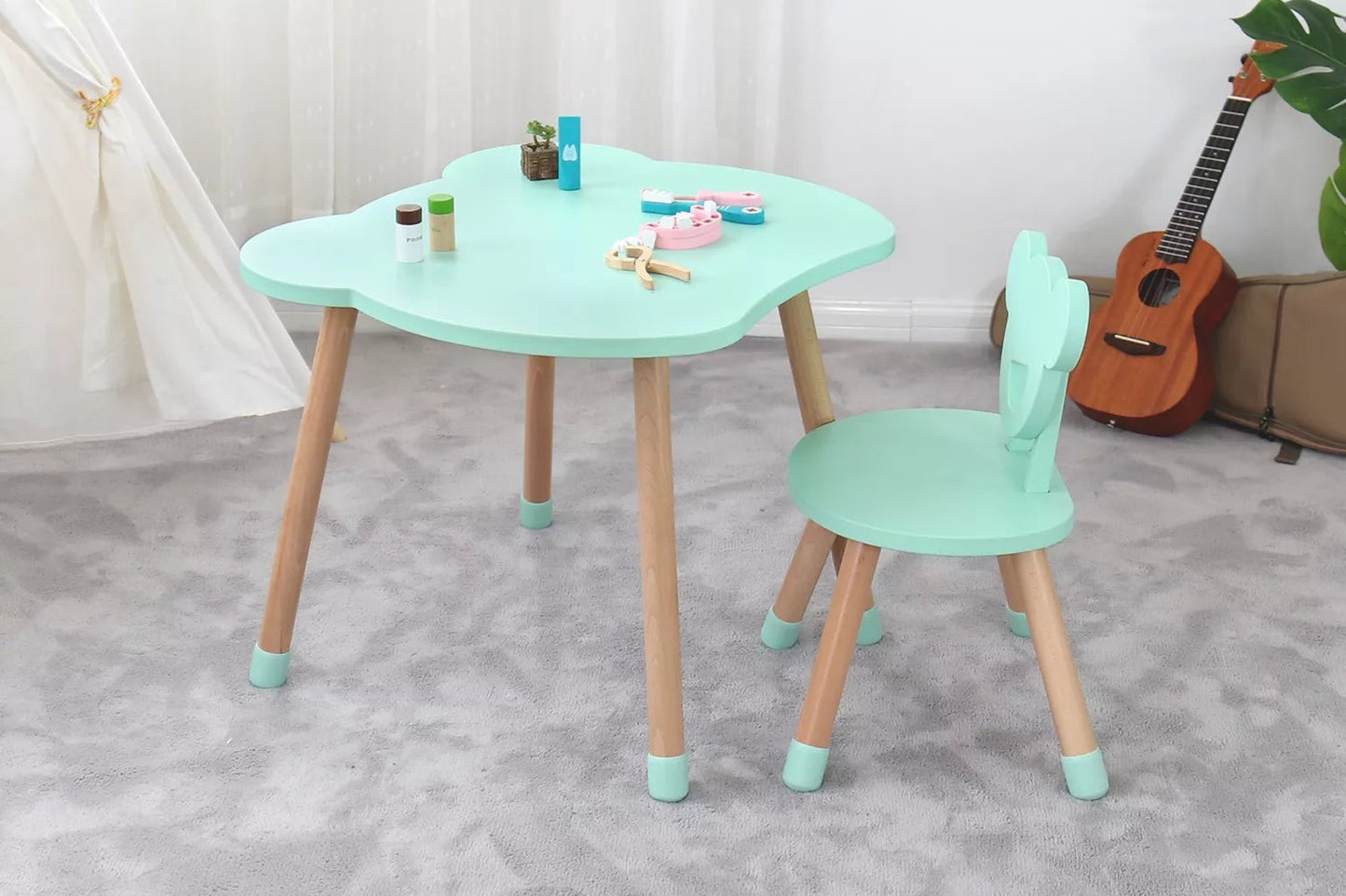 Bear Table and Chair Set - Mint/Green - GamesLand Canada