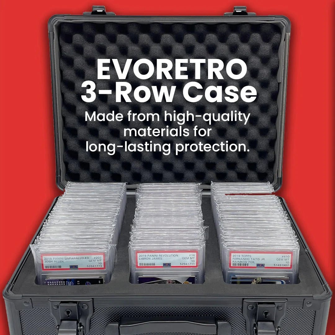 EVORETRO GRADED CARD STORAGE BOX HEAVY DUTY 3 ROWS BLUE ALUMINUM - GamesLand Canada