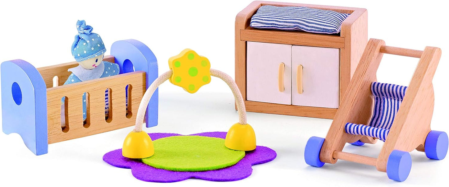 Hape Wooden Doll House Furniture Baby's Room Set - GamesLand Canada