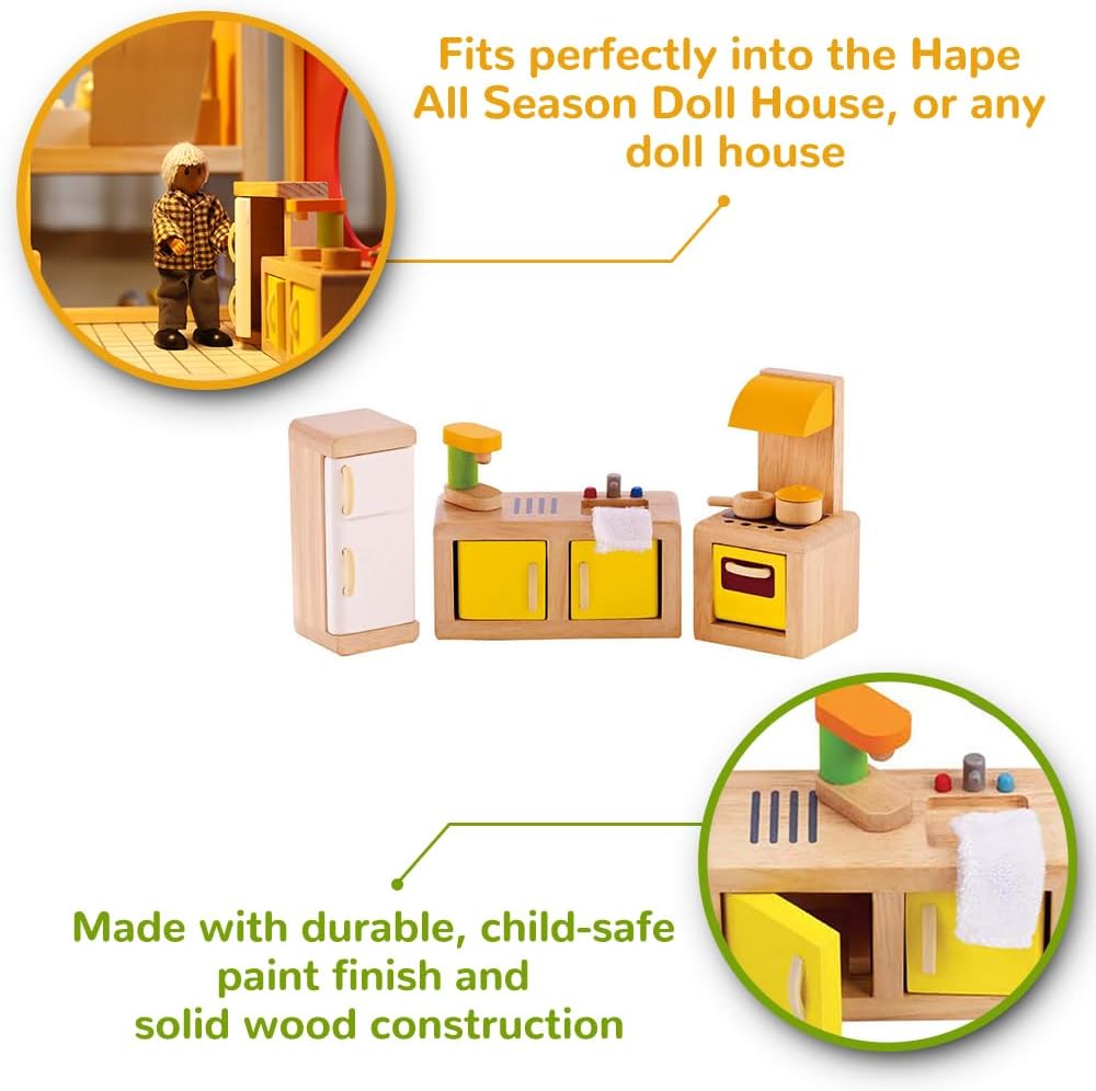 Hape Wooden Doll House Furniture Kitchen Set - GamesLand Canada