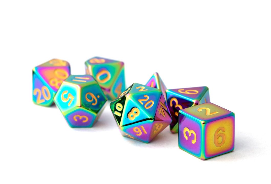 METAL 7 DICE SET TORCHED RAINBOW 16MM - GamesLand Canada