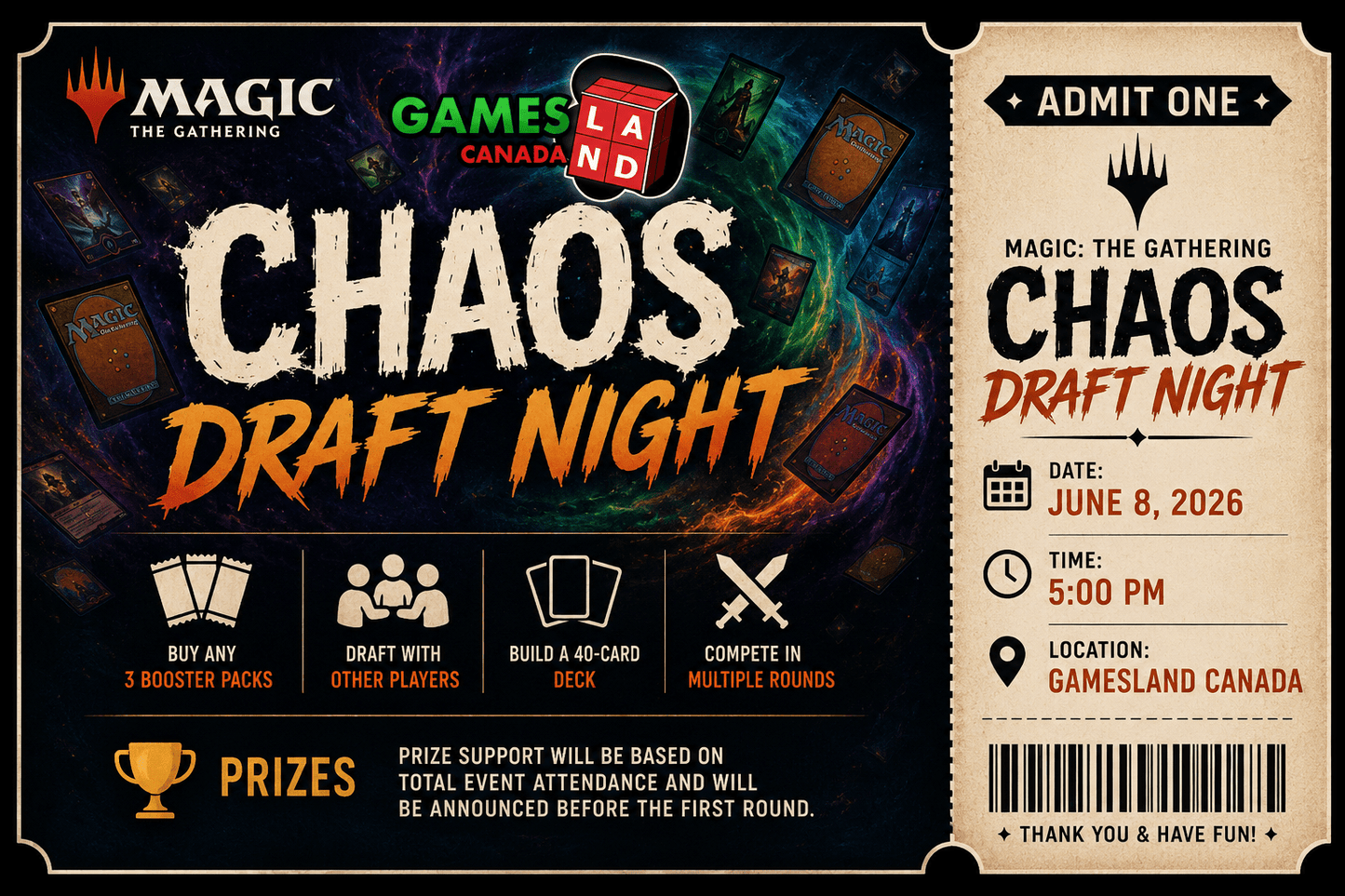 MTG: Chaos Draft Night - Ticket - June 8, 2026 - GamesLand Canada