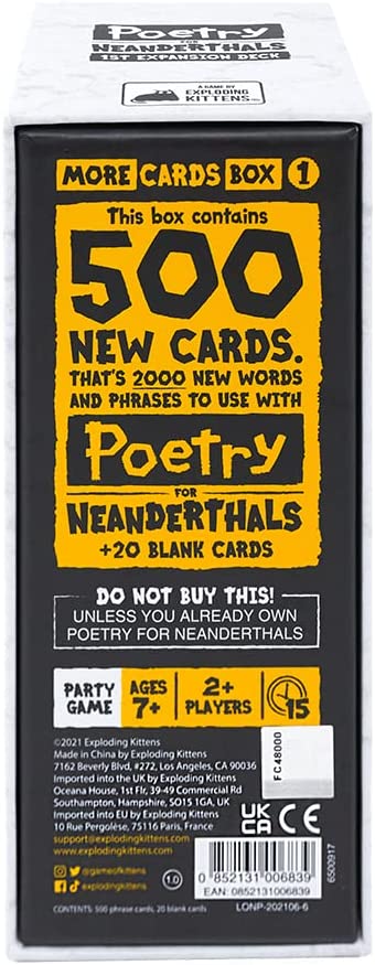 POETRY FOR NEANDERTHALS: MORE CARDS BOX - GamesLand Canada