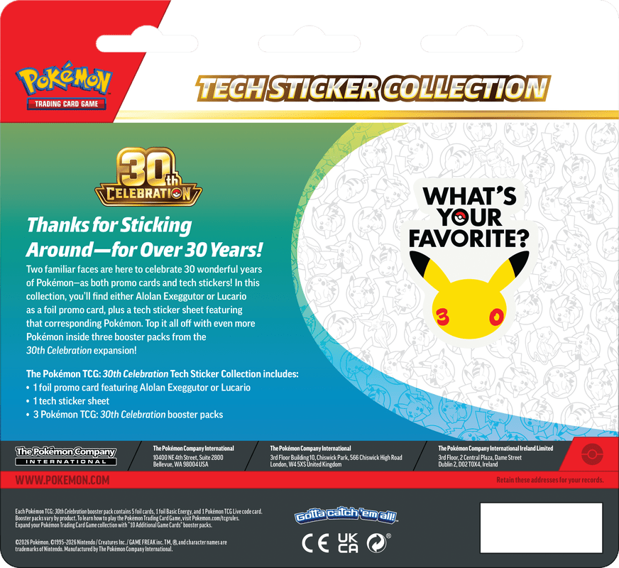 POKEMON 30TH CELEBRATION TECH STICKER COLLECTION - Alolan Exeggutor (PRE-ORDER) - GamesLand Canada