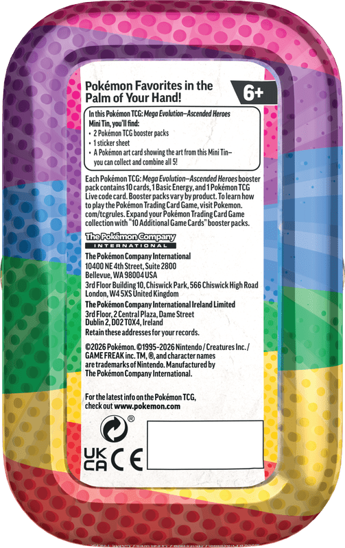 POKEMON ME2.5 ASCENDED HEROES MINI TIN 10CT DISPLAY (PRE - ORDER) - GamesLand Canada