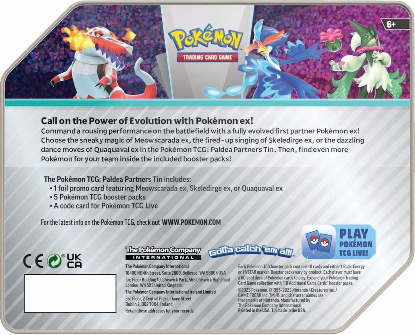 Pokemon TCG: Paldea Partners Quaquaval EX Tin - GamesLand Canada