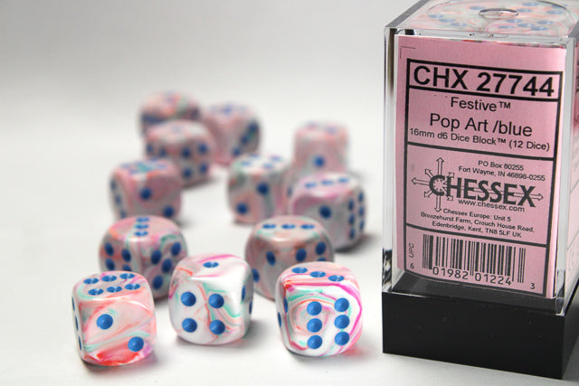 CHESSEX FESTIVE 12D6 POP-ART/BLUE 16MM