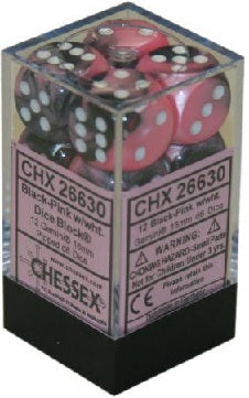 CHESSEX GEMINI 12D6 BLACK-PINK/WHITE 16MM