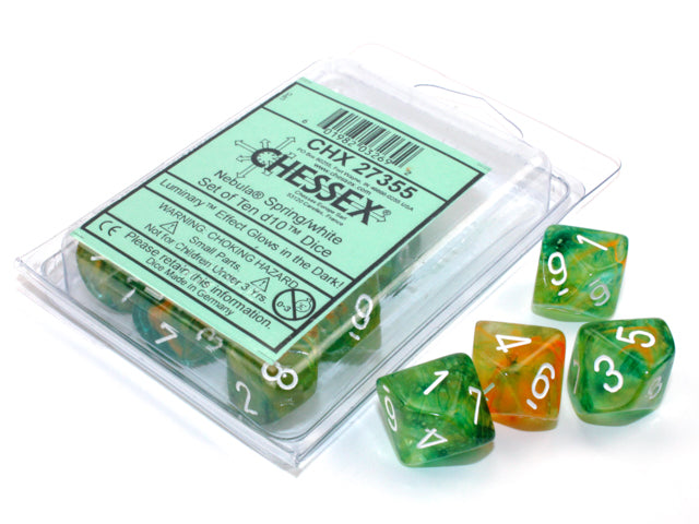 CHESSEX NEBULA 10D10 SPRING/WHITE LUMINARY