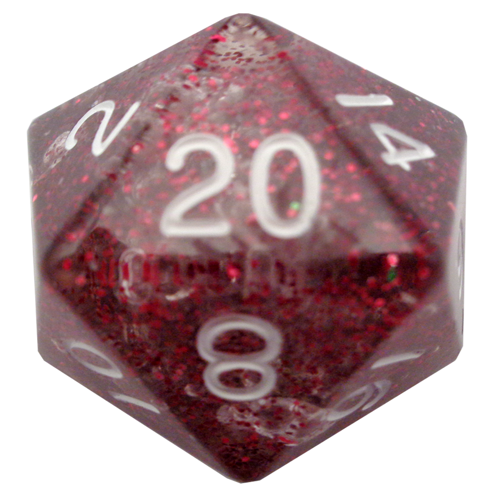 MEGA ACRYLIC DICE D20 ETHEREAL LIGHT PRPL W/ WHITE