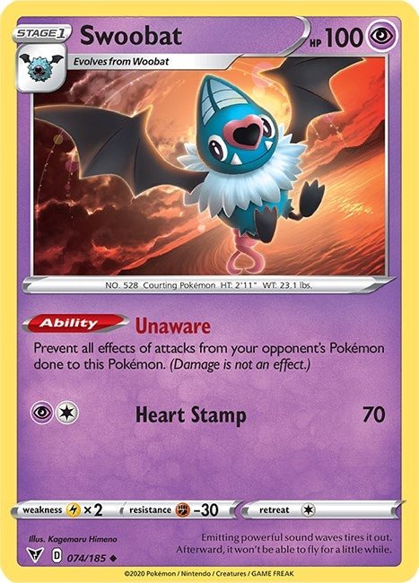 Swoobat (074/185) (SWSH04: Vivid Voltage) (SWSH04) - GamesLand Canada
