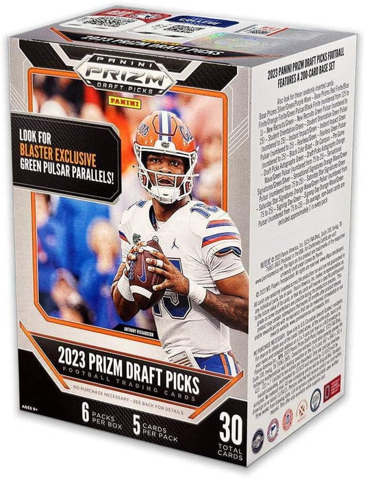 2023 Panini Prizm Draft Picks Football 6 - Pack Blaster Box (Green Pulsar Parallels!) - GamesLand Canada