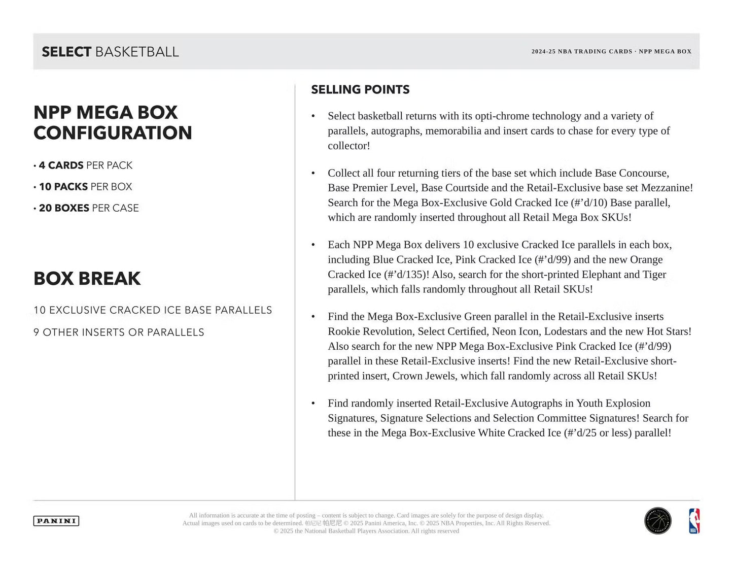 2024/25 Panini Select Basketball Mega Box (Red & Purple Cracked Ice!) - GamesLand Canada