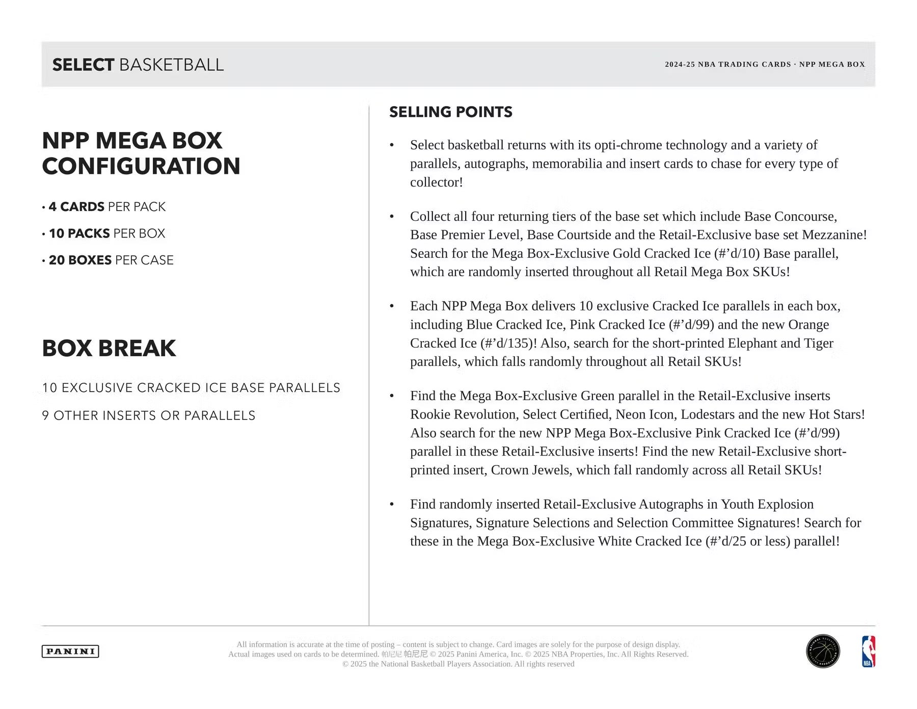 2024/25 Panini Select Basketball Mega Box (Red & Purple Cracked Ice!) - GamesLand Canada