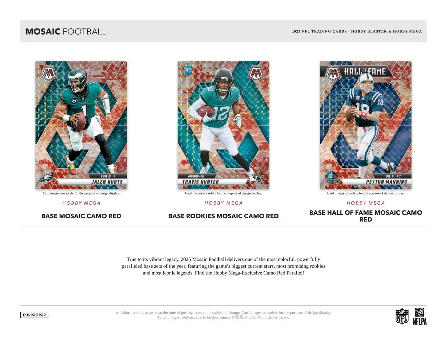 2025 Panini Mosaic Football Hobby Mega Box (Camo Red Parallels!)