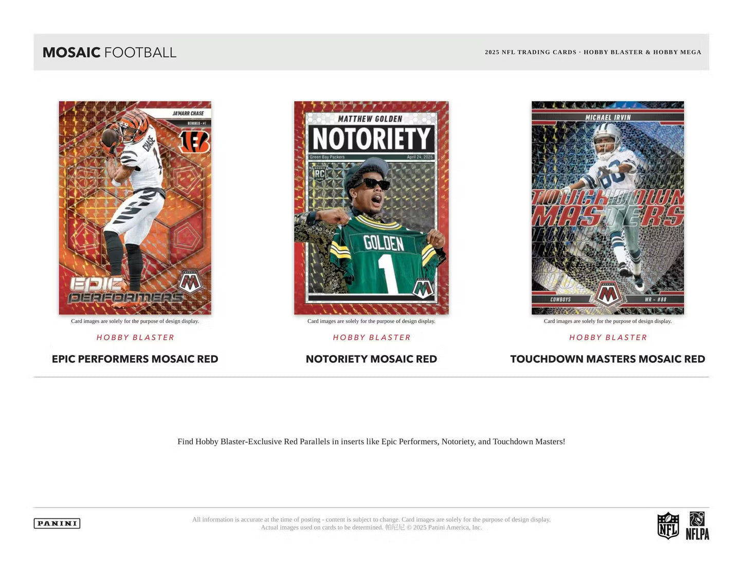 2025 Panini Mosaic Football Hobby Mega Box (Camo Red Parallels!)