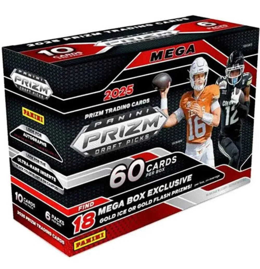 2025 Panini Prizm Draft Picks Football Mega Box (Gold Ice and Gold Flash)