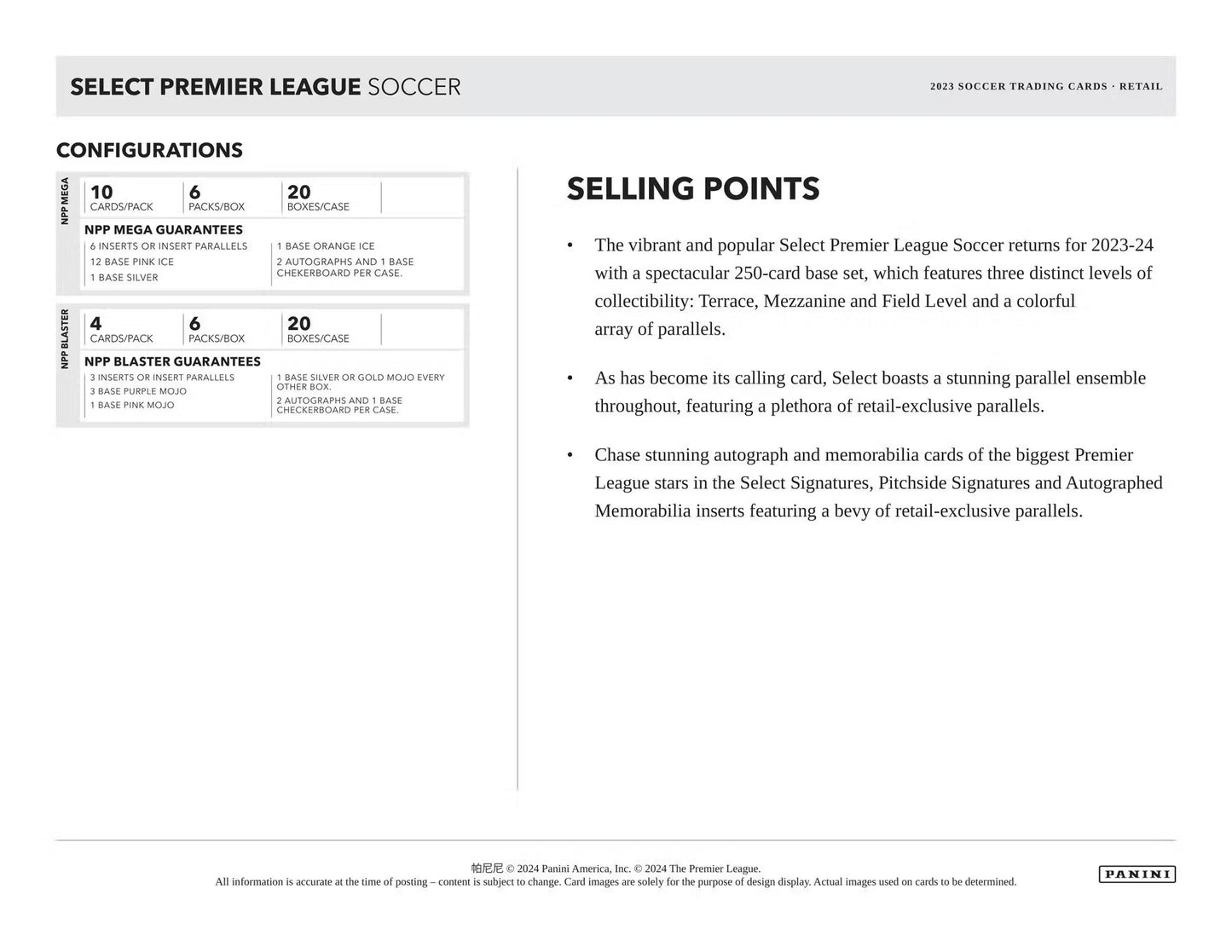 2023/24 Panini Select Premier League EPL Soccer 6-Pack Blaster Box