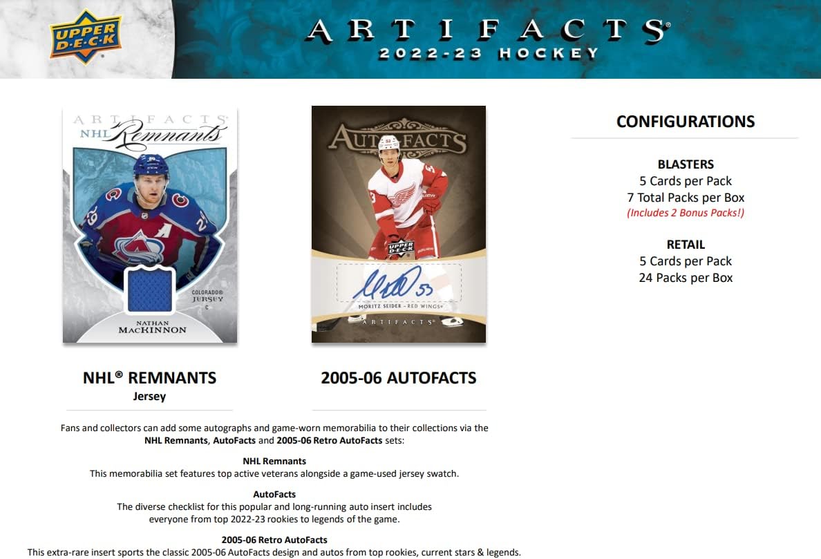 2022/23 Upper Deck Artifacts Hockey 7-Pack Blaster Box