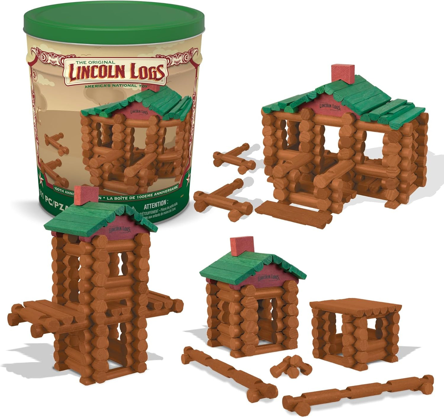 LINCOLN LOGS - 111PC 100TH ANNIVERSARY TIN