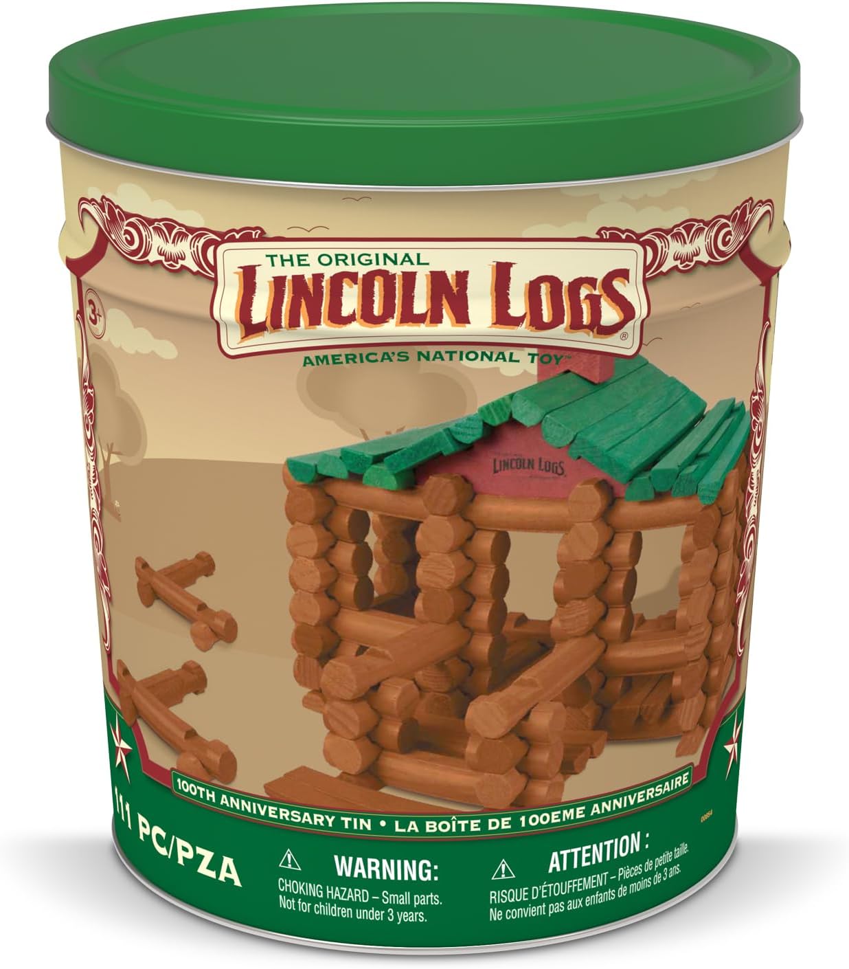 LINCOLN LOGS - 111PC 100TH ANNIVERSARY TIN