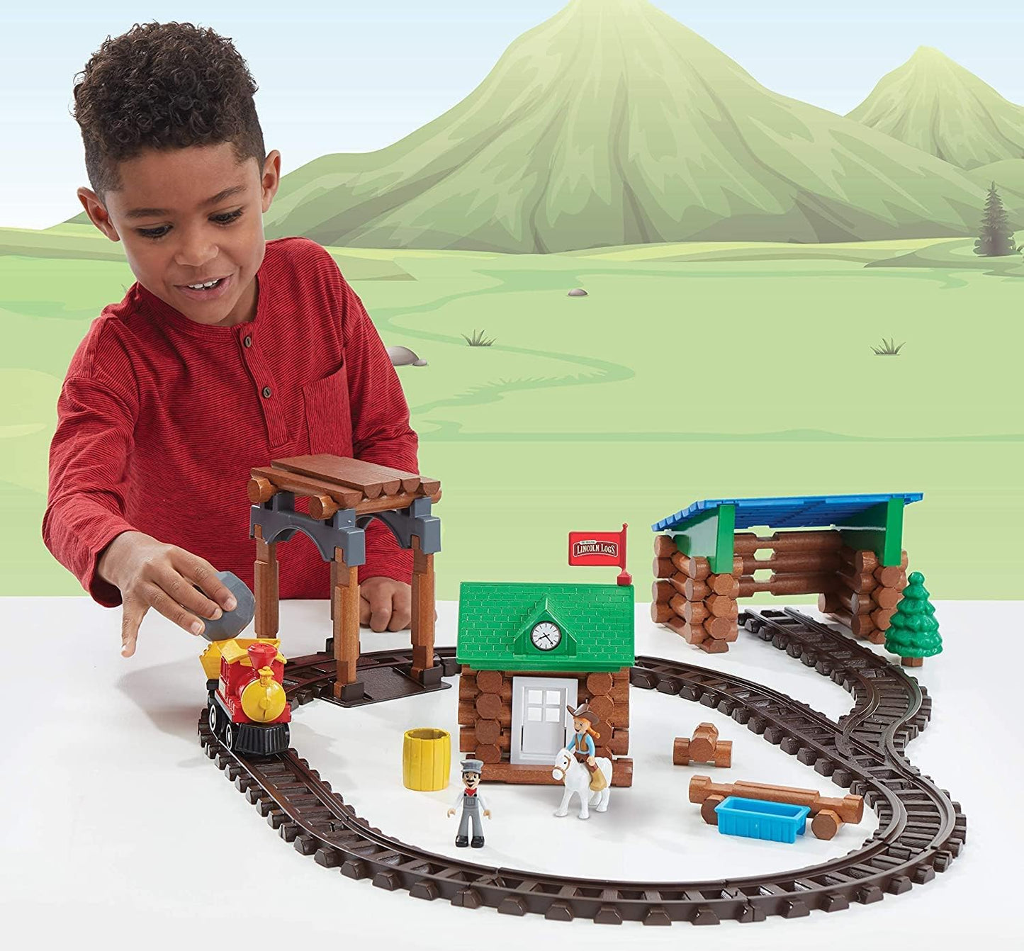 LINCOLN LOGS - 101PC SAWMILL TRAIN EXPRESS