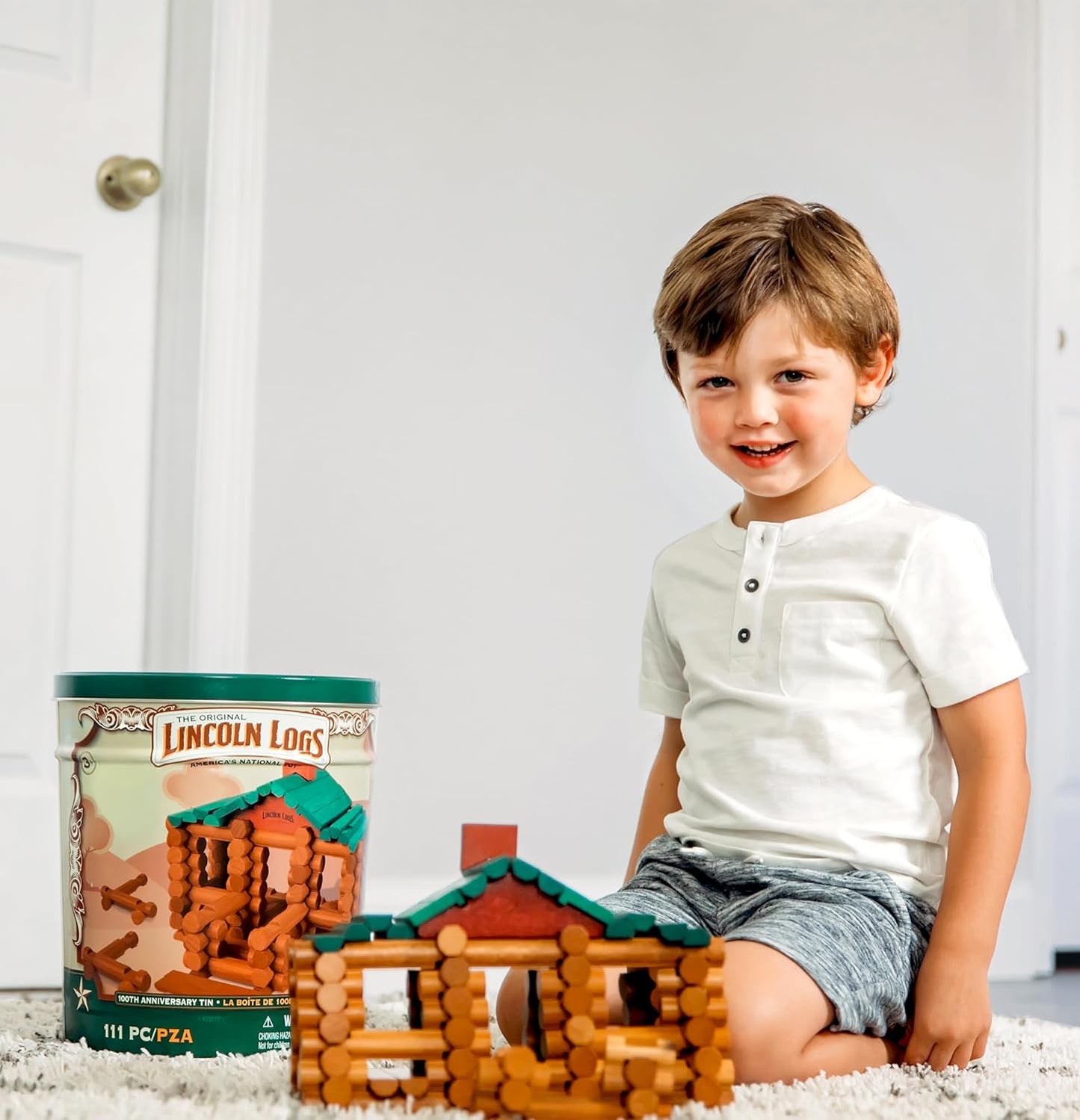 LINCOLN LOGS - 111PC 100TH ANNIVERSARY TIN