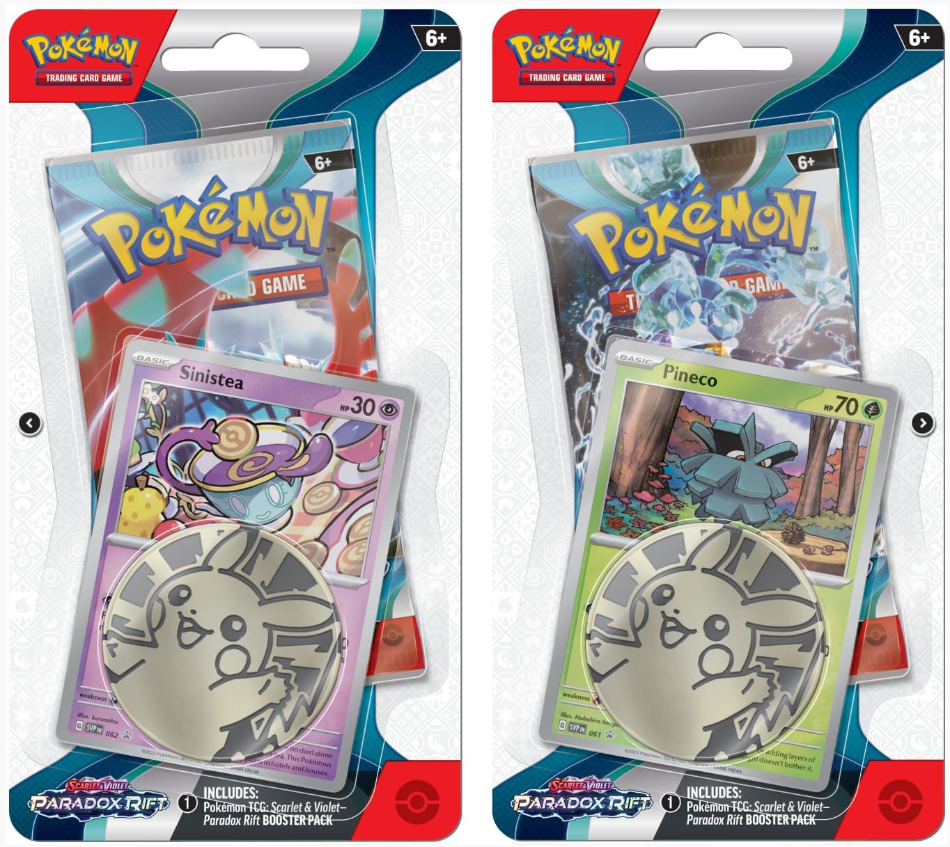 Pokemon SV4 Paradox Rift Checklane Blister (Pineco or Sinistea - 1 random pack)