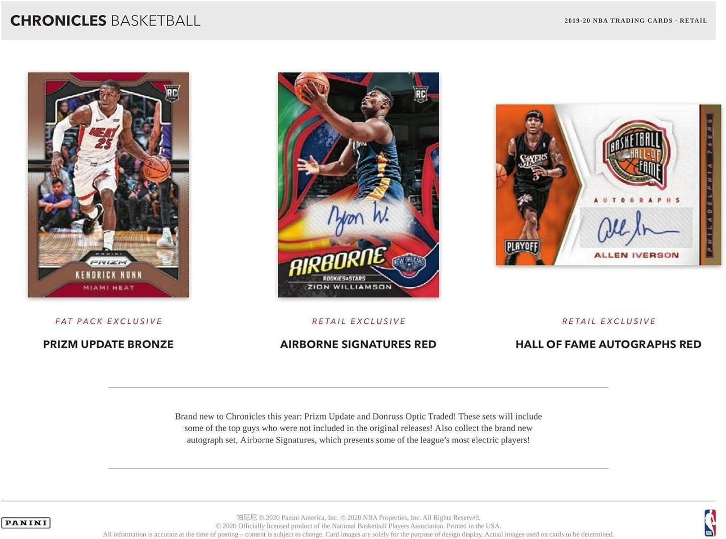 2019/20 Panini Chronicles Basketball 8-Pack Blaster Box