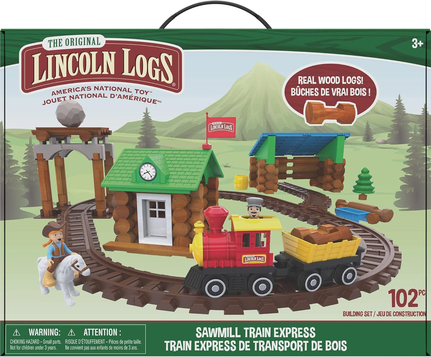 LINCOLN LOGS - 101PC SAWMILL TRAIN EXPRESS