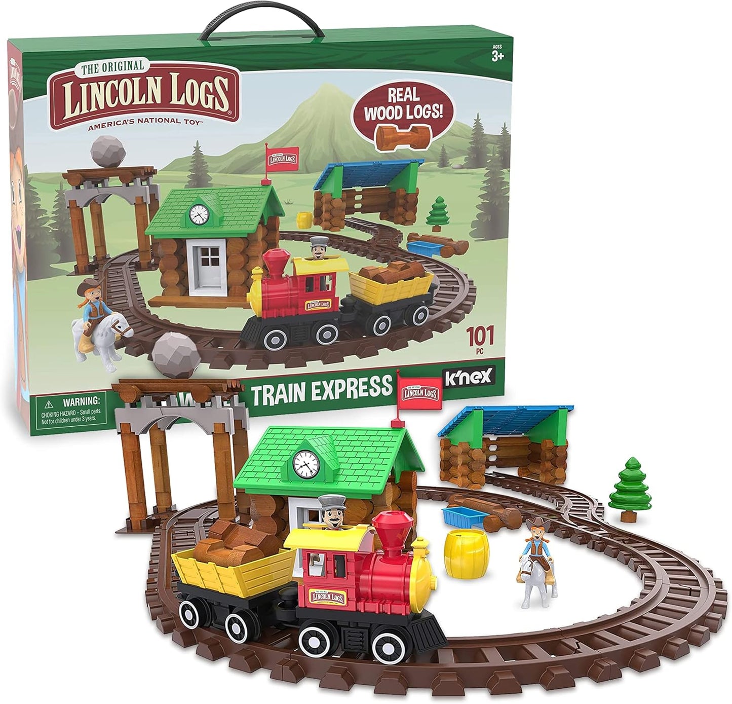 LINCOLN LOGS - 101PC SAWMILL TRAIN EXPRESS