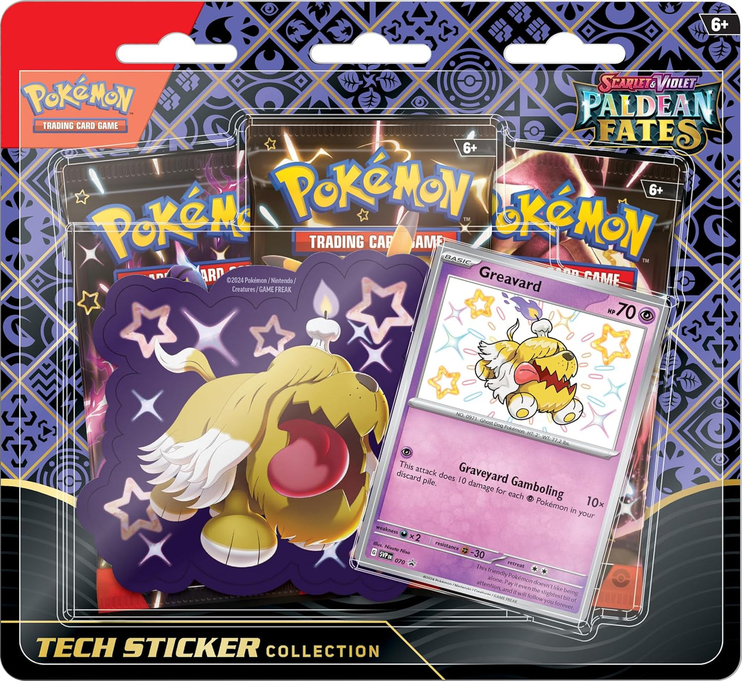 Pokemon Scarlet and Violet Paldean Fates Tech Sticker (Shiny Fidough or Shiny Greavard, or Shiny Maschiff)