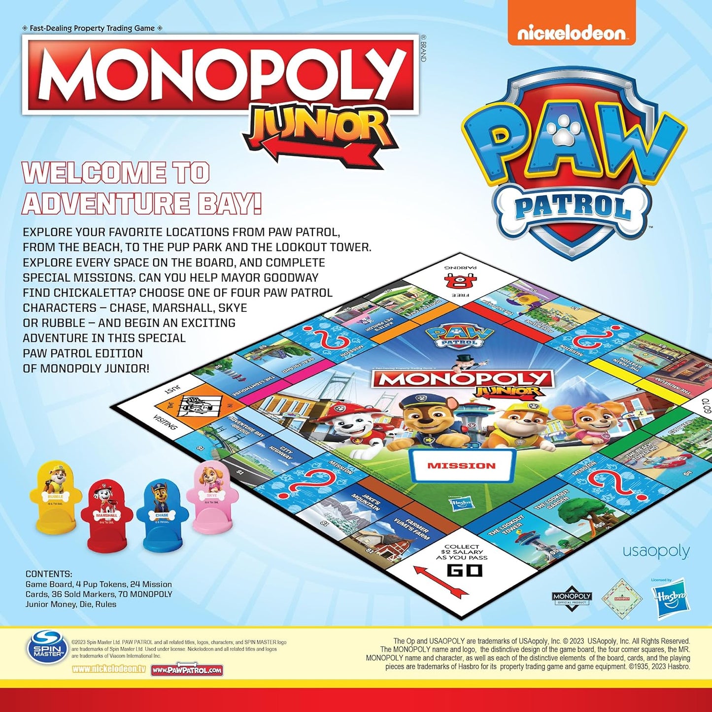 MONOPOLY JR PAW PATROL GAME