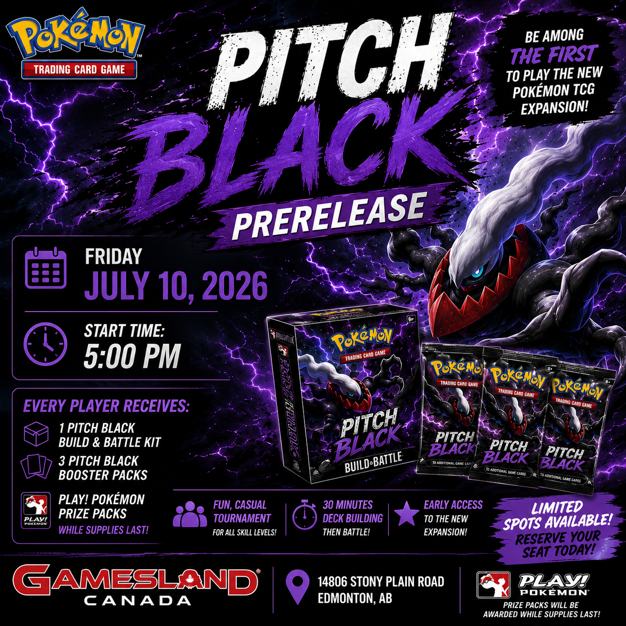 Pokemon Pitch Black Prerelease Event Ticket - July 10, 2026