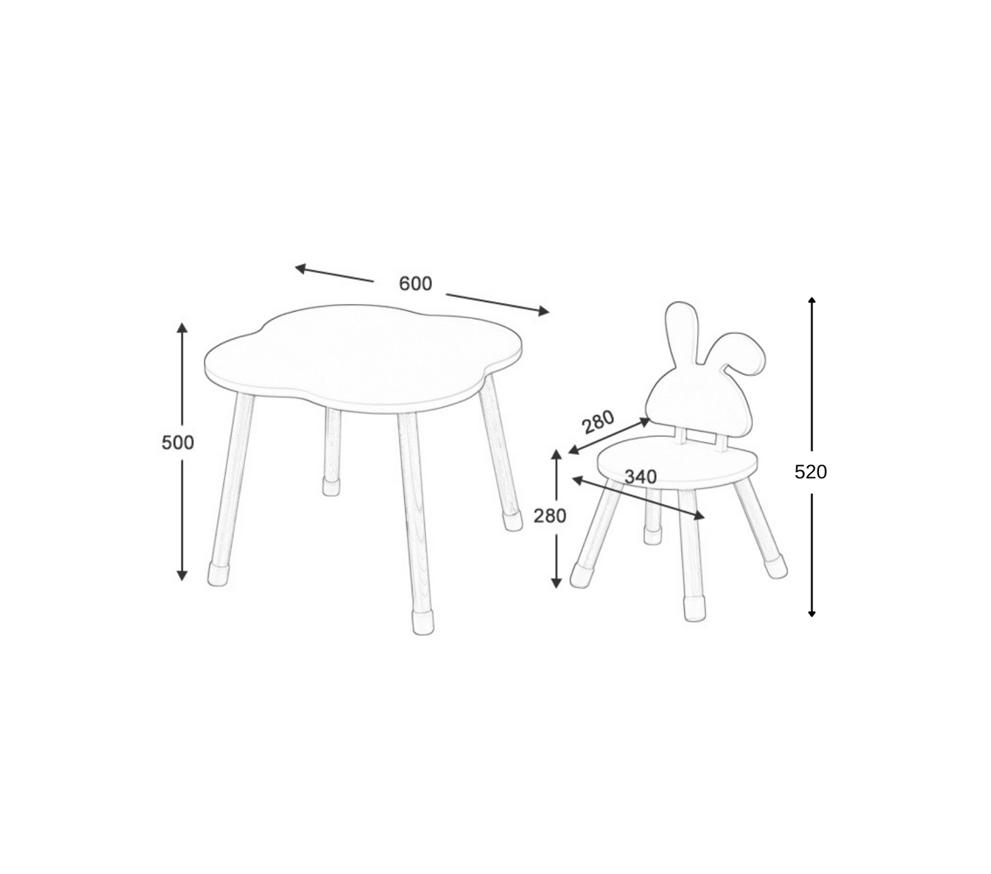 Rabbit Table and Chair Set - Sky  Blue