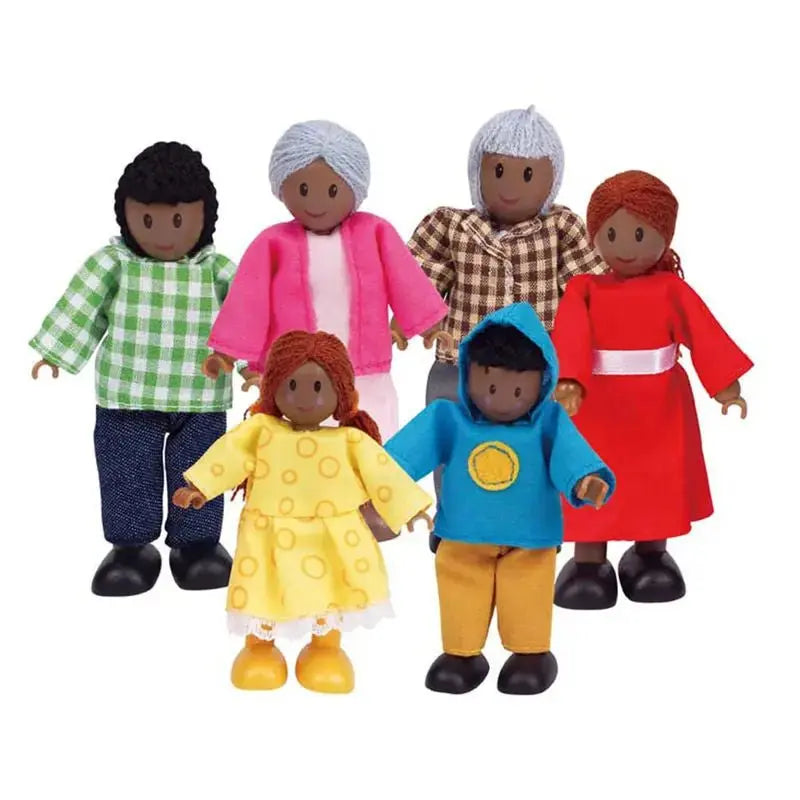 African American Wooden Doll House Family