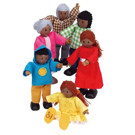 African American Wooden Doll House Family