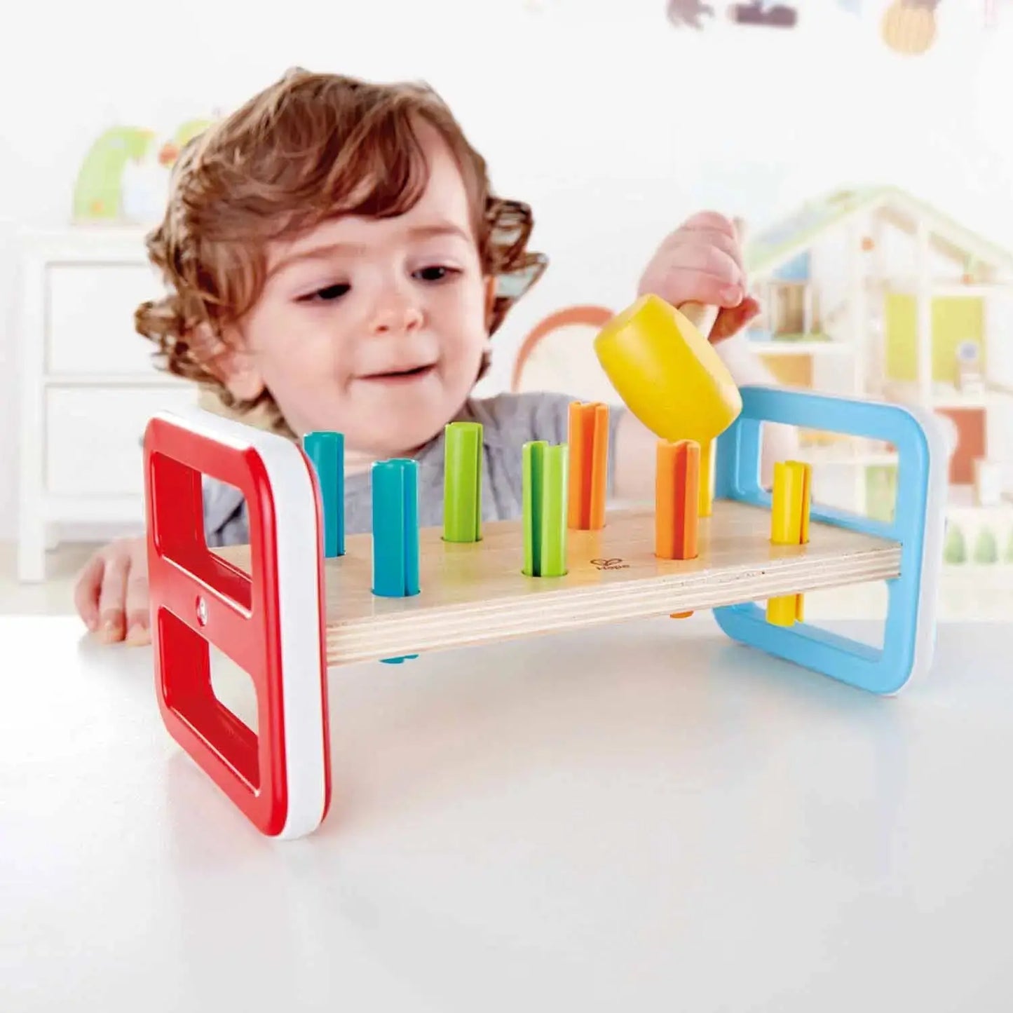 Rainbow Pounder, Pounding Bench Wooden Toy with Hammer