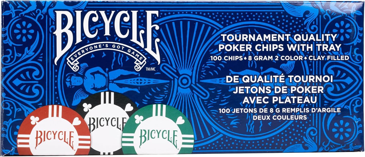 BICYCLE - Tournament Quality Poker Chips with Tray - GamesLand Canada