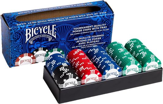 BICYCLE - Tournament Quality Poker Chips with Tray - GamesLand Canada