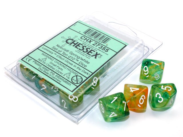 CHESSEX NEBULA 10D10 SPRING/WHITE LUMINARY - GamesLand Canada