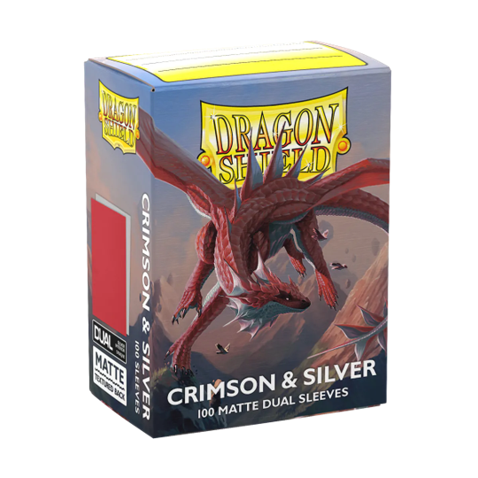DRAGON SHIELD SLEEVES DUAL MATTE CRIMSON AND SILVER 100CT - GamesLand Canada